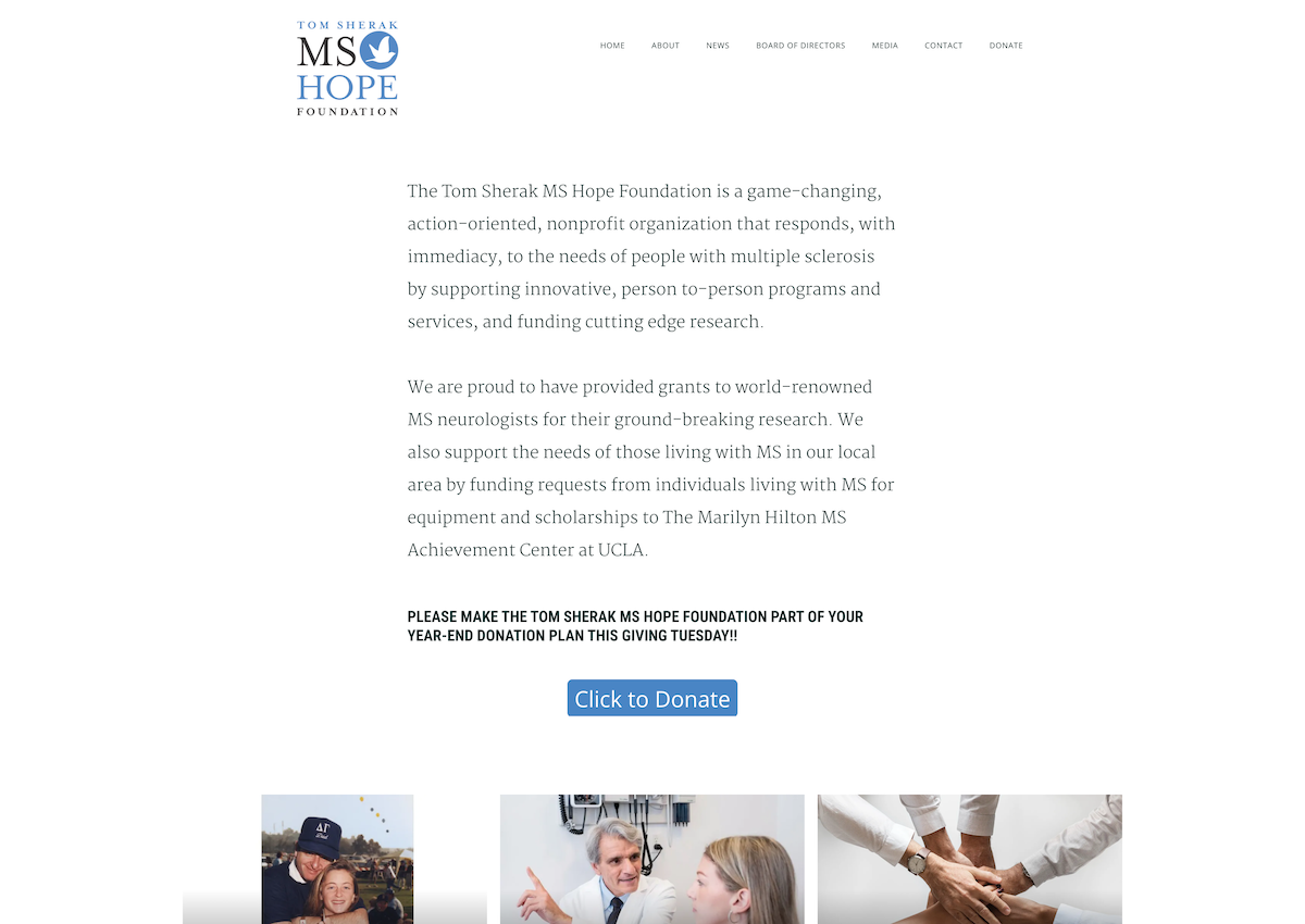 Tom Sherak MS Hope Foundation desktop image