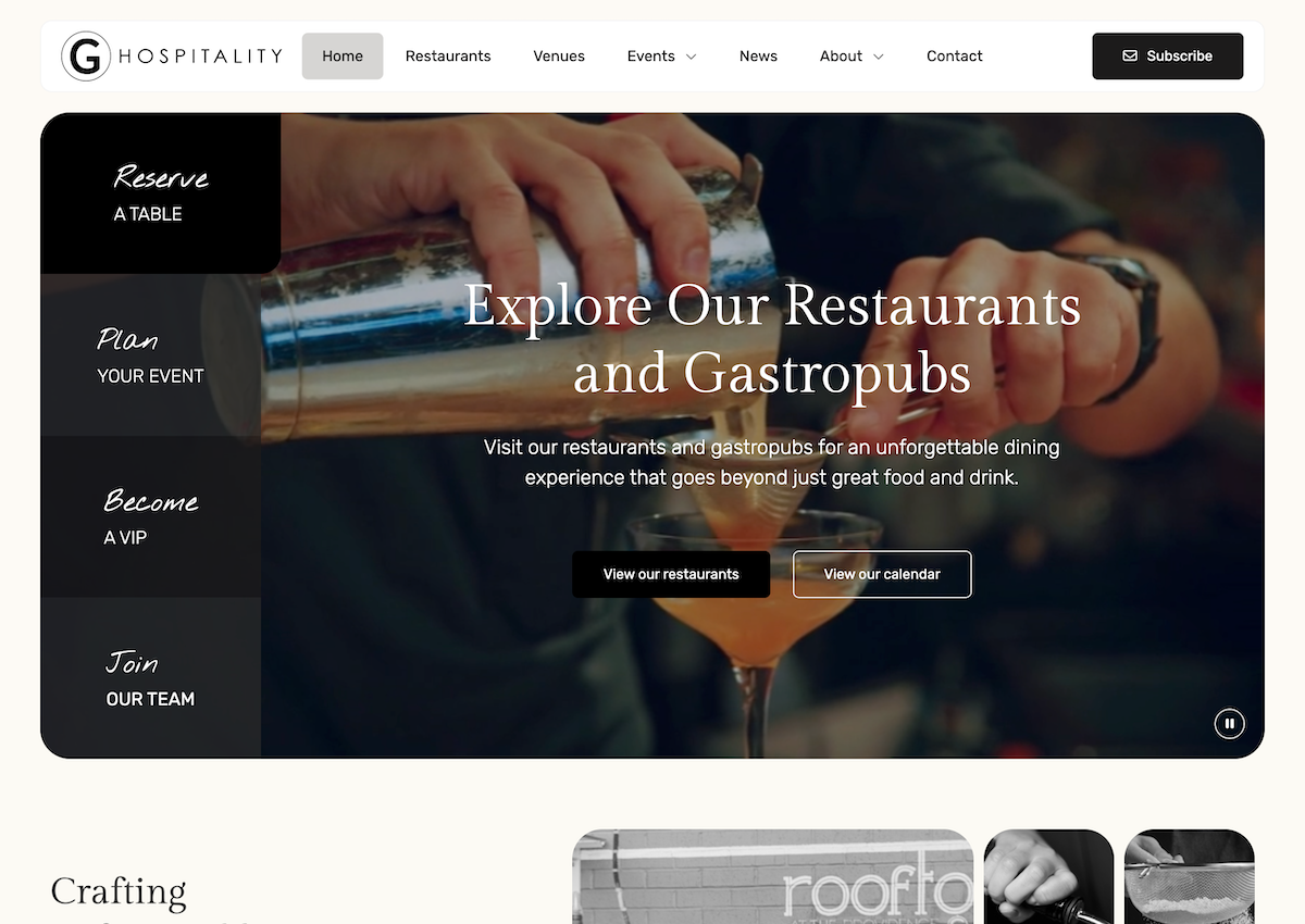 G Hospitality | Premium WordPress Website by imFORZA